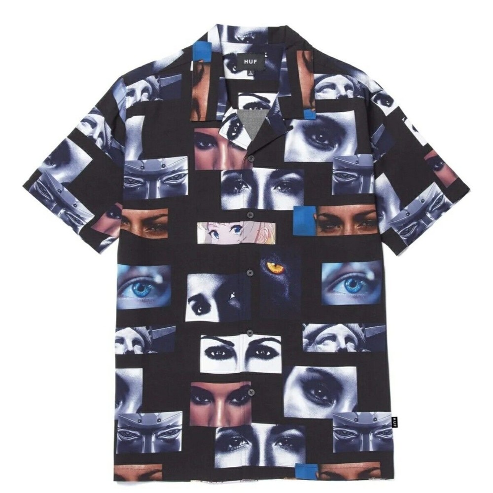 Huf Optic SS Resort Top Graphic Short Sleeve Bottom Down Shirt Men's Sz Medium.